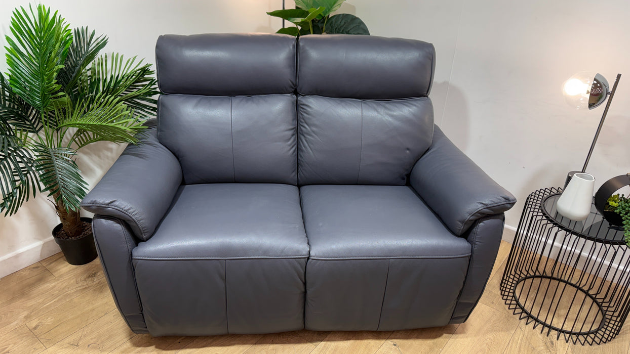 Sofology Parker Leather 2 Seater Power Recliner/Headrest in Trusty Sheen Lavendar Grey