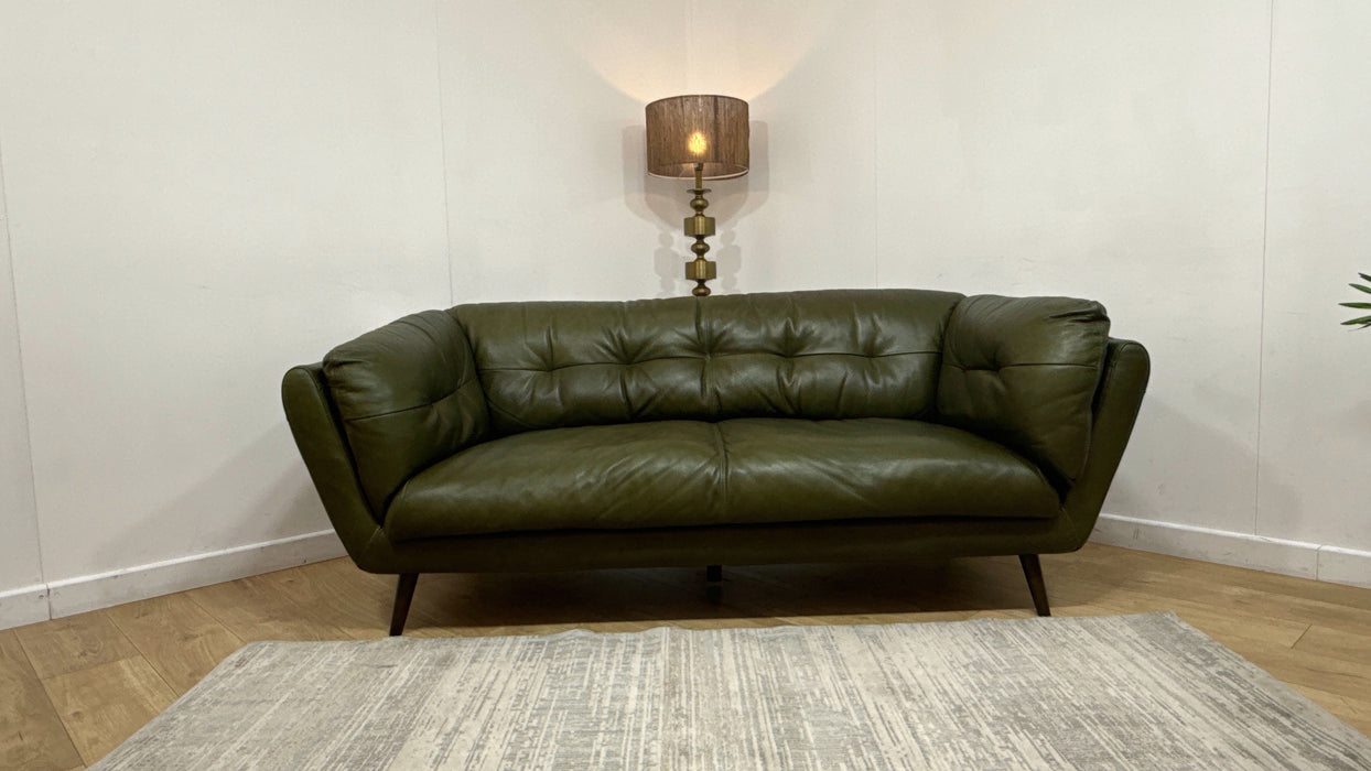 Sofology Hygge Leather 3 Seater in Relaxed Soft Olive