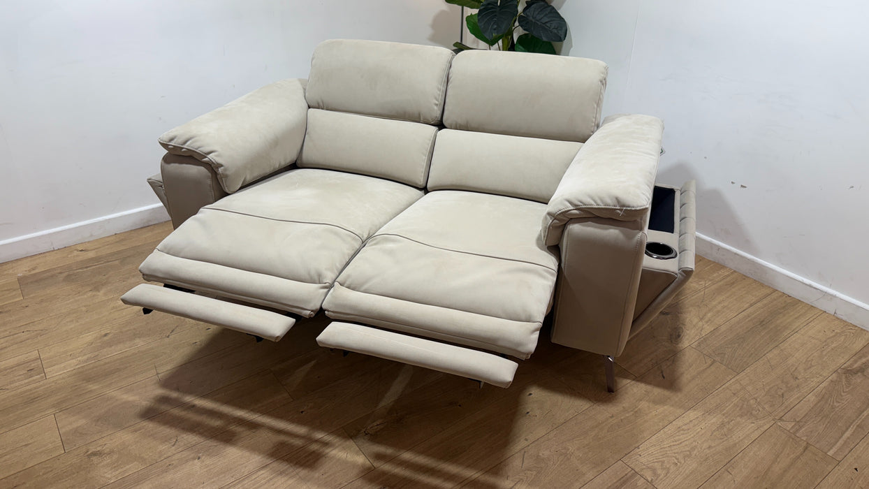 Sofology Fratelli Fabric 2 Seater Power Recliner/Headrest in Lifestyle Nubuck Feel Stone
