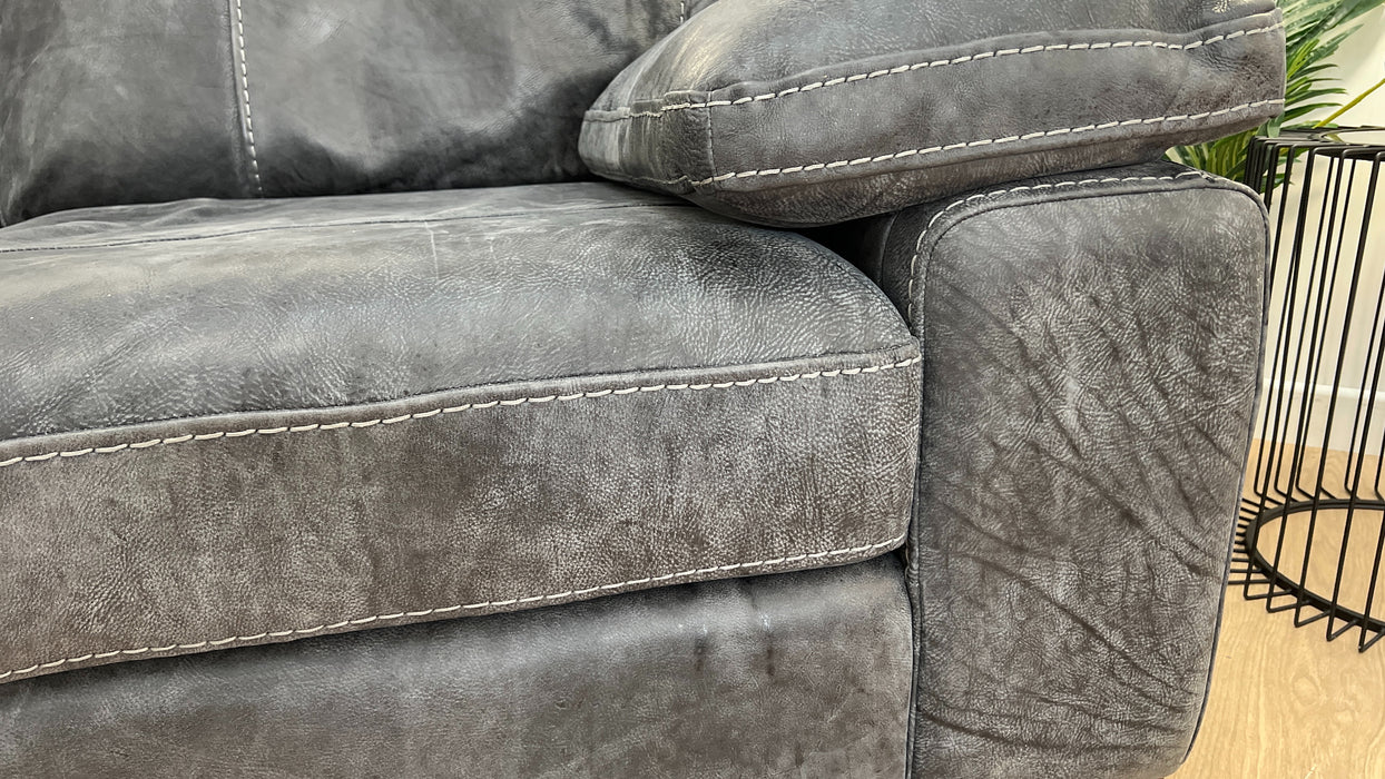 Linara 3 Seater - Leather Sofa - Utah Grey