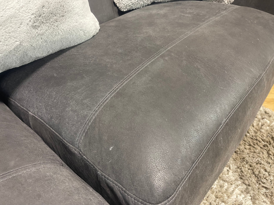 Bartello Leather 3 Seater Sofa Character Leather Charcoal (WA2)