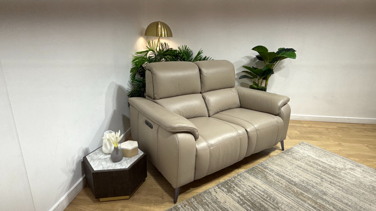 Sofology Bailey Leather 2 Seater Power Recliner in Trusty Embossed Stone