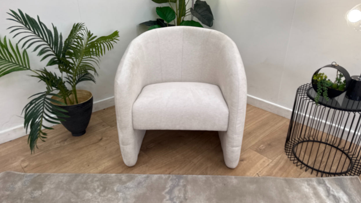 Sofology The Portobello Fabric Accent Chair Foam Seat in Linen Look Chenille Mist