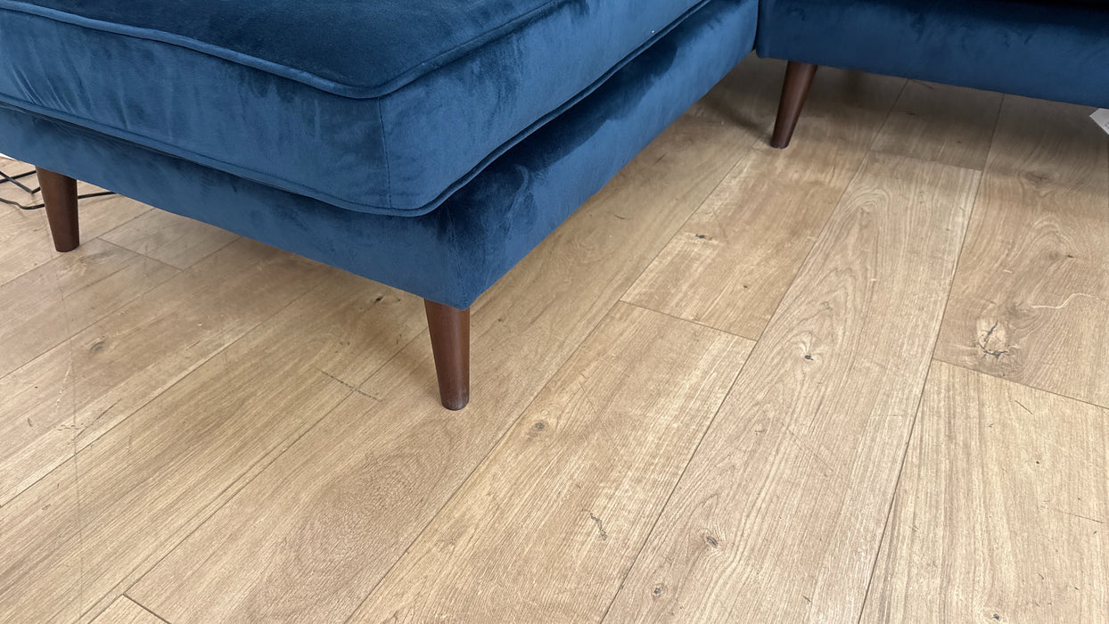 Sofology The Keswick Terminal End 1 Corner 2 Fabric Sofa in Deluxe Velvet Navy