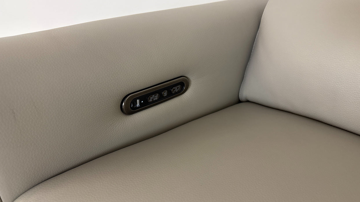 Sofology The Ravello Leather 2 Seater Power Recliner/Headrest in Trusty Embossed Light Grey