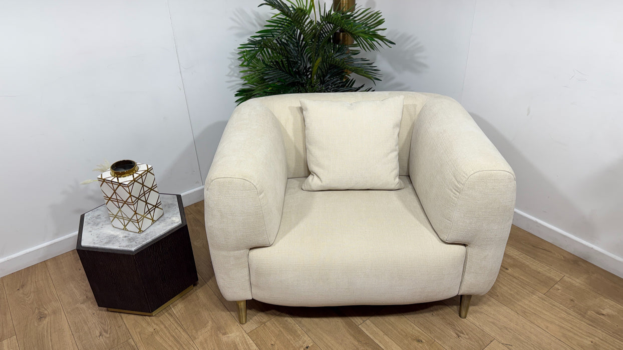Sofology Nuvole Fabric Chair in Casual Chenille Ivory