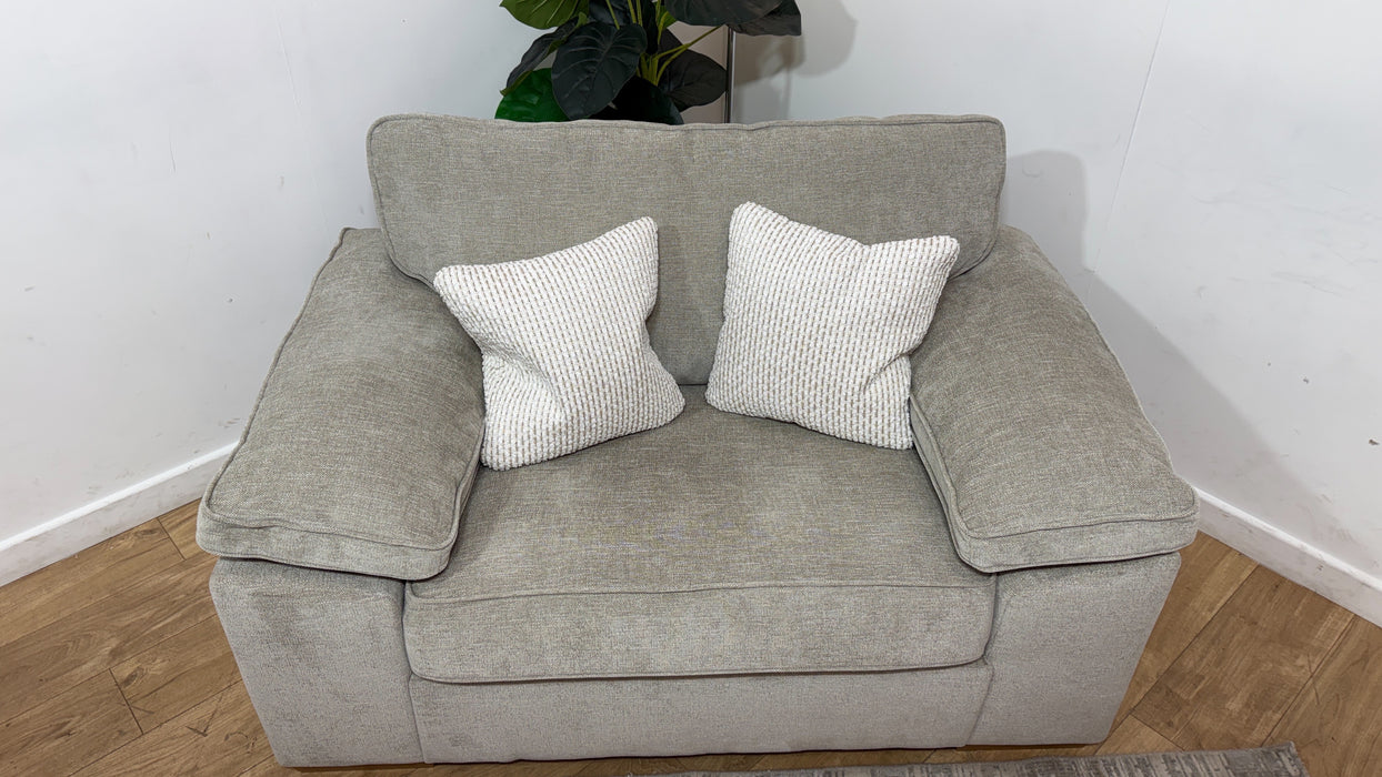 Sofology Brixton Fabric Loveseat in Linen Look Chenille Truffle Mix