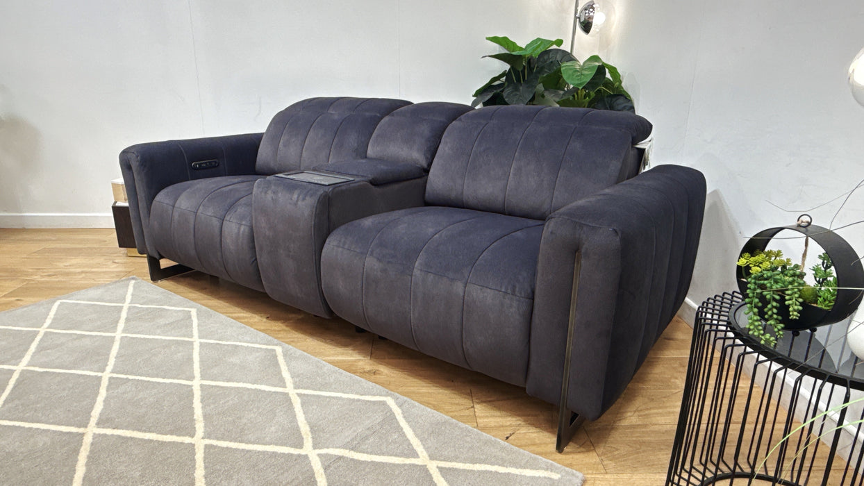 Sofology Paramount Fabric 2.5 Seater Console Power Recliner/Headrest Speakers in Lifestyle Flecked Anthracite