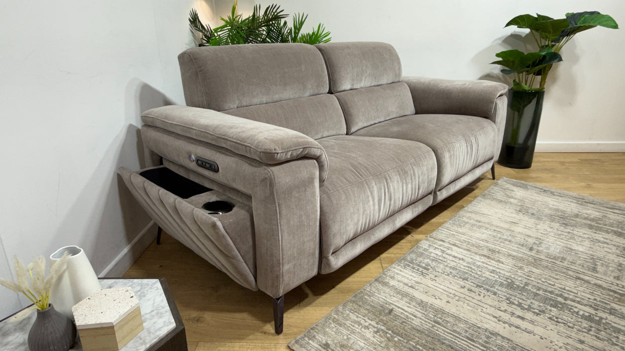 Sofology Fratelli Fabric 2.5 Seater Power Recliner/Headrest in Relaxed Chenille Nutmeg