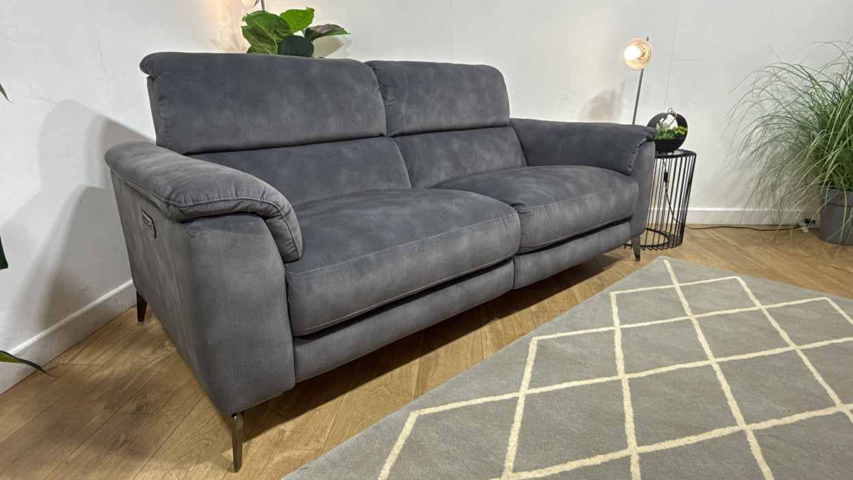 Sofology The Illinois 3 Seater Fabric Recliner Sofa in Lifestyle Mottled Charcoal