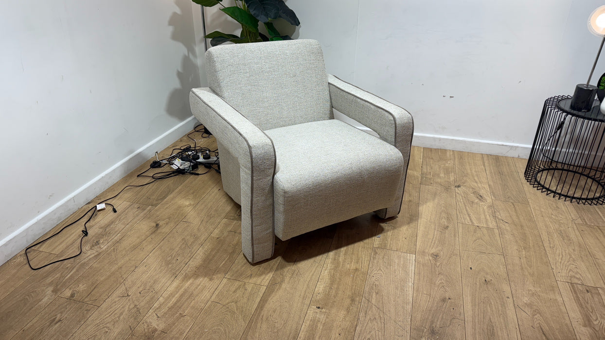 Sofology Russo Fabric Accent Chair in Lustre Weave Contrast Piping Pebble Mix