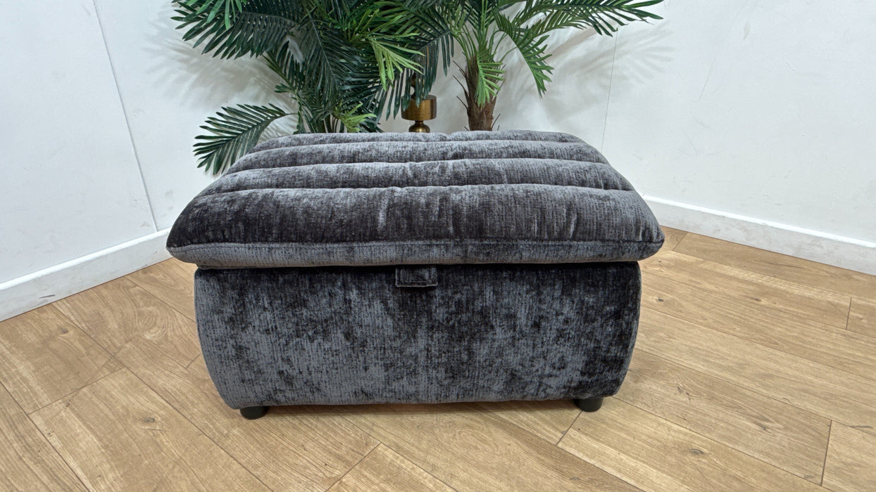 Sofology Olson Fabric Designer Storage Footstool in Luxury Textured Chenille Anthracite