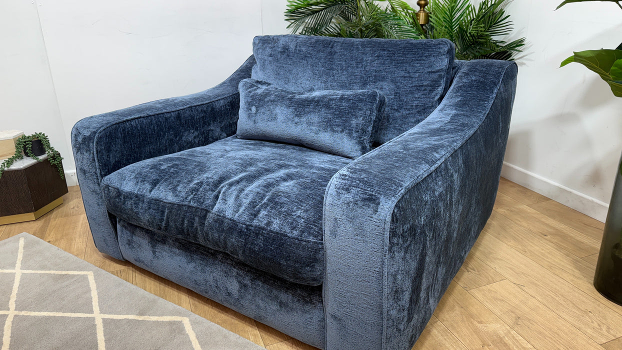 Sofology Bellagio Fabric Loveseat Reversible Feather Flex Seats in Chunky Luxe Chenille Ink Mix