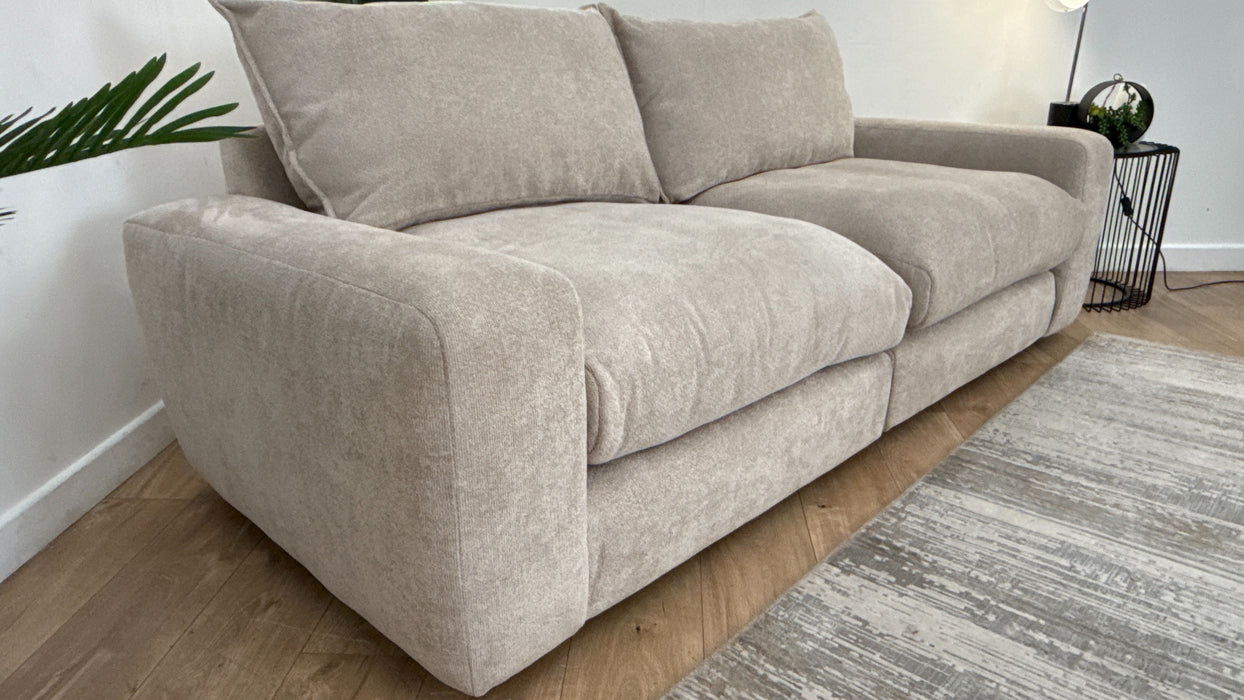 Sofology Haven Fabric 3 Seater Split Full Back Fibre/Foam Seats in Cosy Chenille Pebble