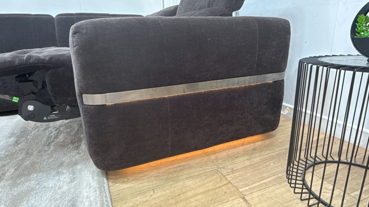 Sofology Lumiere Fabric 3 Corner 1.5 Power Recliner/Headrest Heated Seats in Relaxed Chenille Raisin