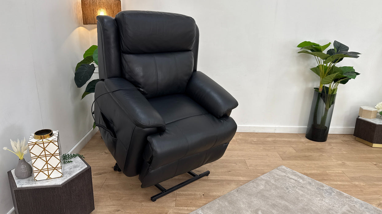 Sofology Gracie Leather Chair Rise & Tilt in Trusty Sheen Jet Black