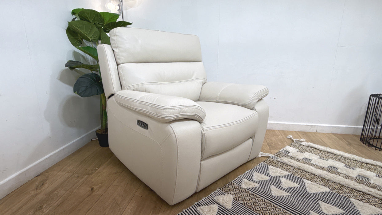 DFS The View Leather Power Recliner in Ivory