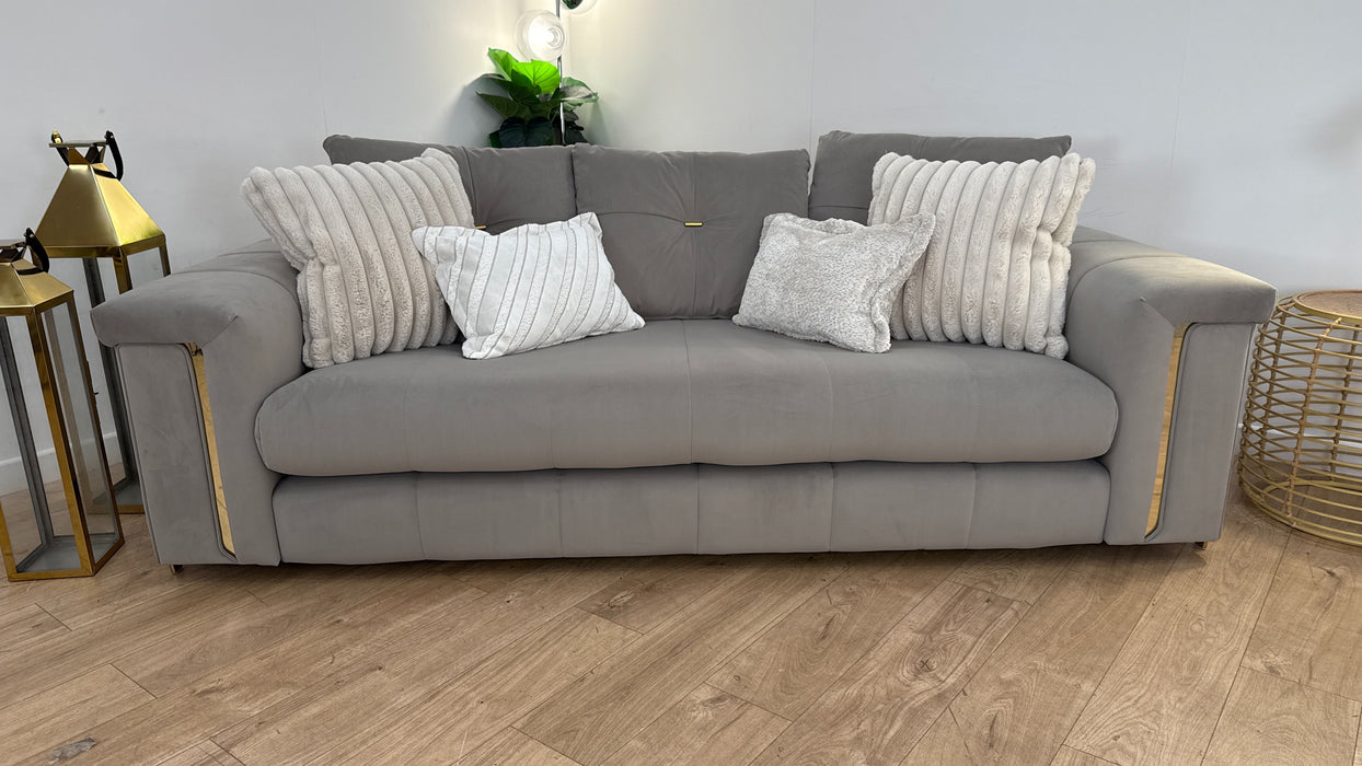 Sofology The Oscar 3 Seater Fabric Sofa in Super Matt Velvet Pebble Mix