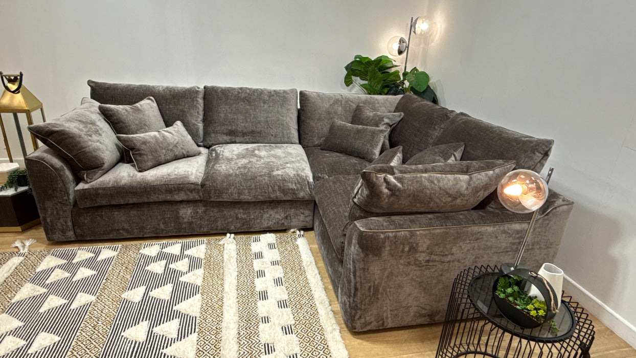 Sofology Georgio Fabric 3 Corner 1 Feather Flex Seats in Luxe Chenille Mocha Mix