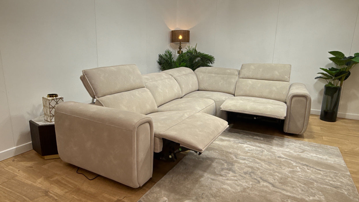Sofology Premiere Fabric 3 Corner 1.5 Power Recliner/Headrest in Lifestyle Flecked Ivory
