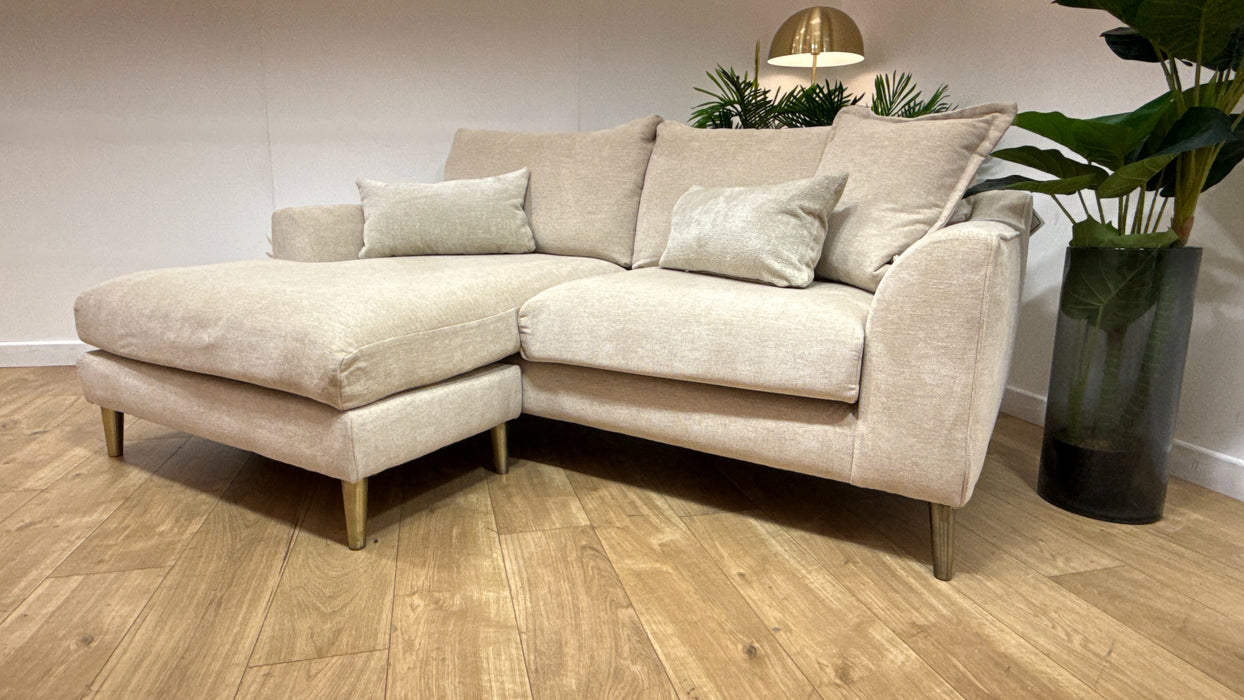 Sofology Mayfair Fabric Chaise 3 Seater Foam Seats in Linen Look Chenille Natural