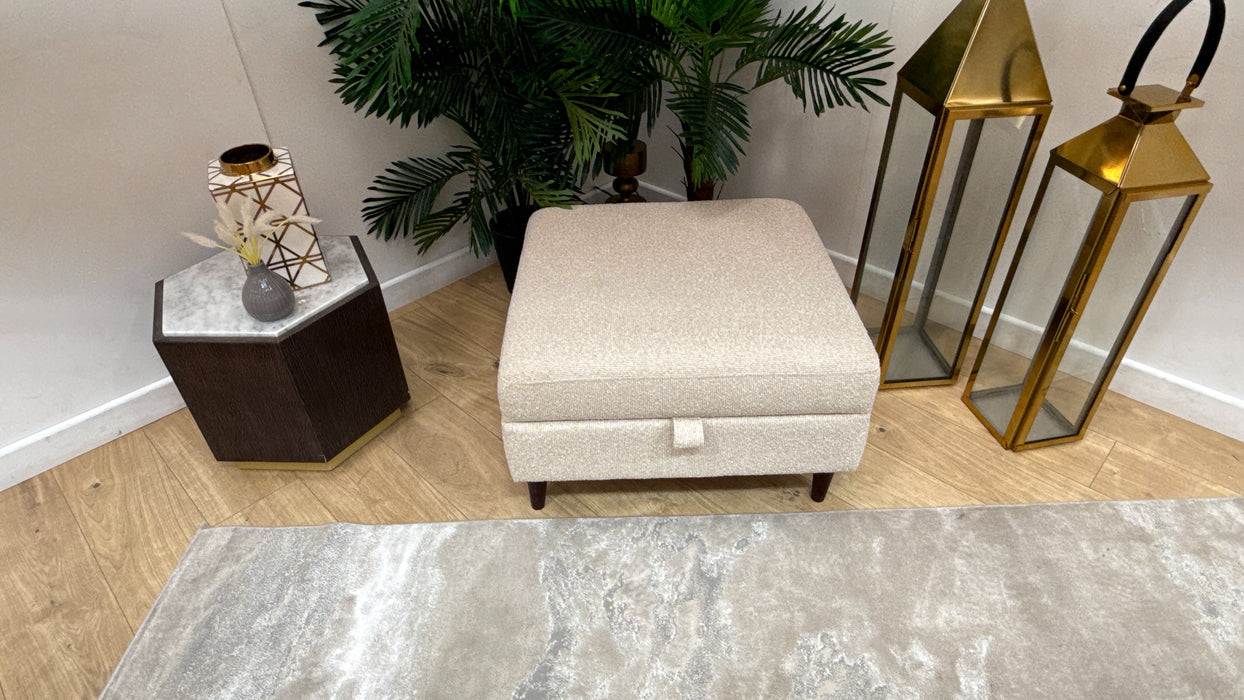 Sofology The Hackney Fabric Storage Memory Foam Footstool in Mini Boucle Natural