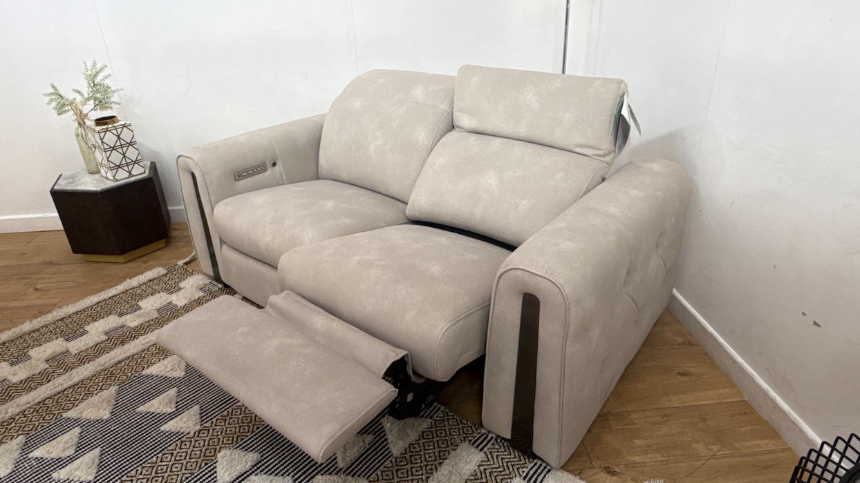 Sofology Kingsbridge Fabric 2 Seater Power Recliner/Headrest Heated Seats in Lifestyle Flecked Ivory