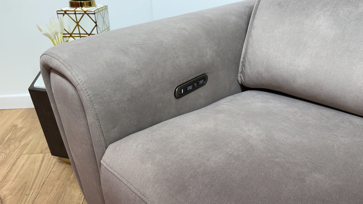 Sofology Premiere Fabric 2.5 Seater Power Recliner/Headrest in Lifestyle Flecked Nutmeg