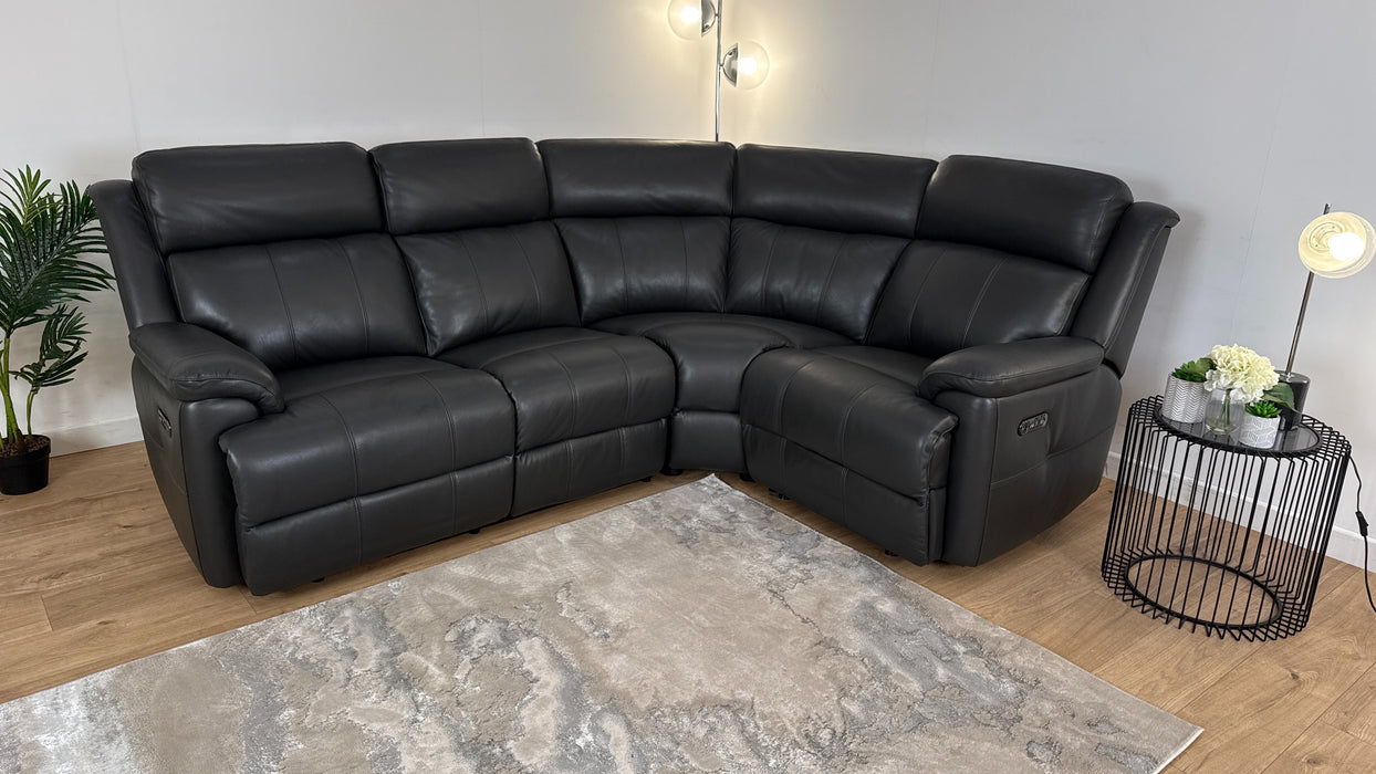 Gracie 2 Corner 1 -  Leather Power Recliner Sofa   - Trusty Sheen Charcoal