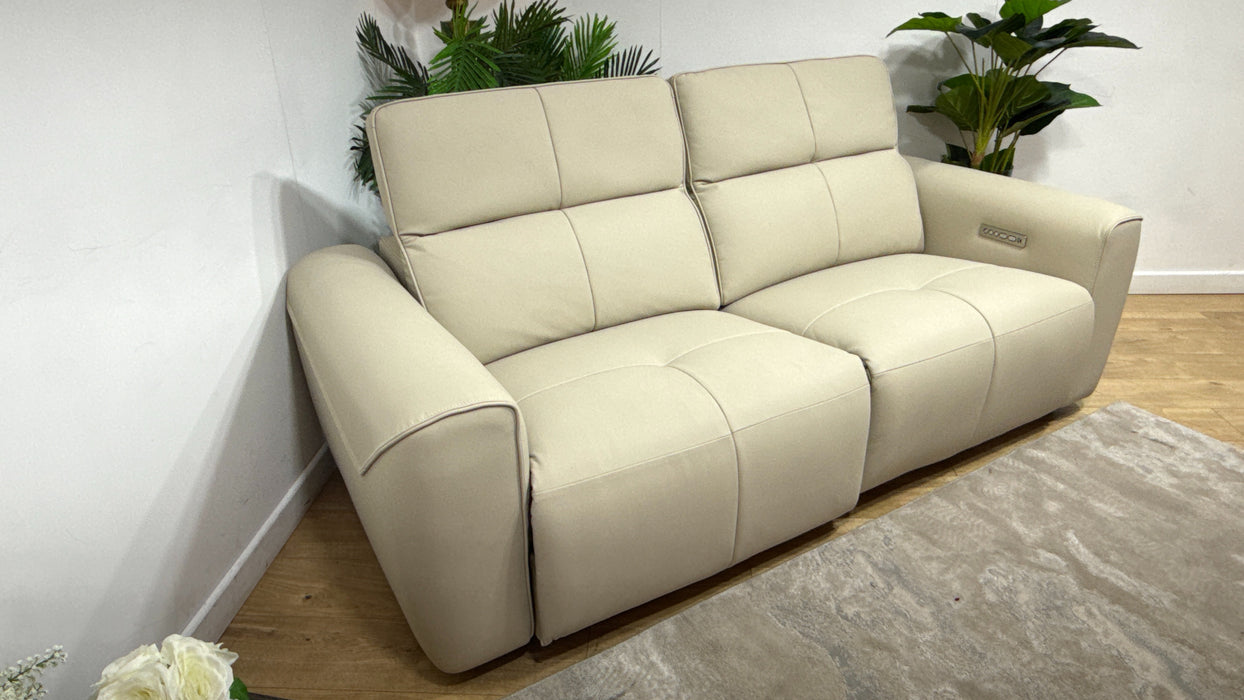 Sofology Riviera Leather 2.5 Seater Power Recliner/Headrest in Trusty Super Matt Stone