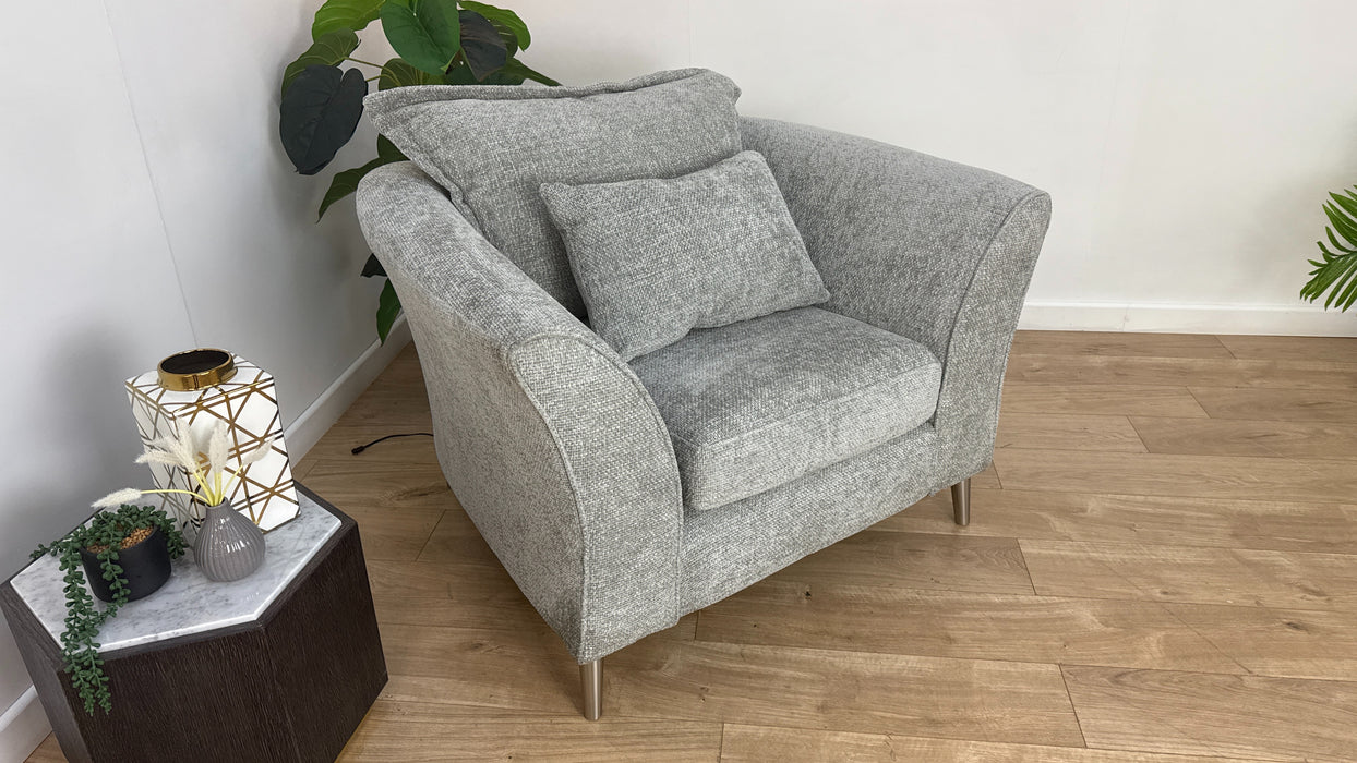 Sofology Scintillate Fabric Loveseat in Basketweave Chenille Silver