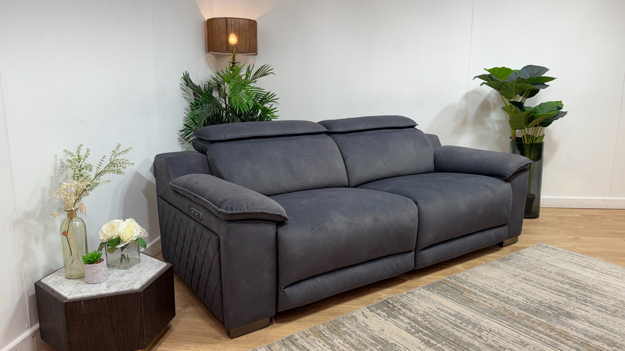 Sofology Benz Fabric 3 Seater Power Recliner/Headrest in Lifestyle Flecked Charcoal