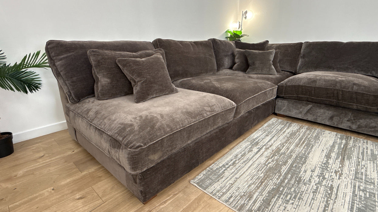 Sofology Cavalli Fabric 1.5 Terminal End Corner 3 Foam Seats in Deluxe Chenille Mushroom