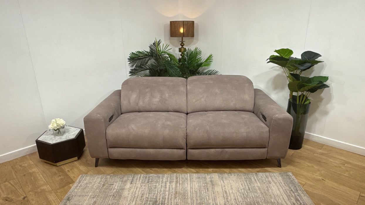 Sofology Allure Fabric 2.5 Seater Power Recliner/Headrest Heated Seats Lumbar Support Speakers in Lifestyle Flecked Nutmeg