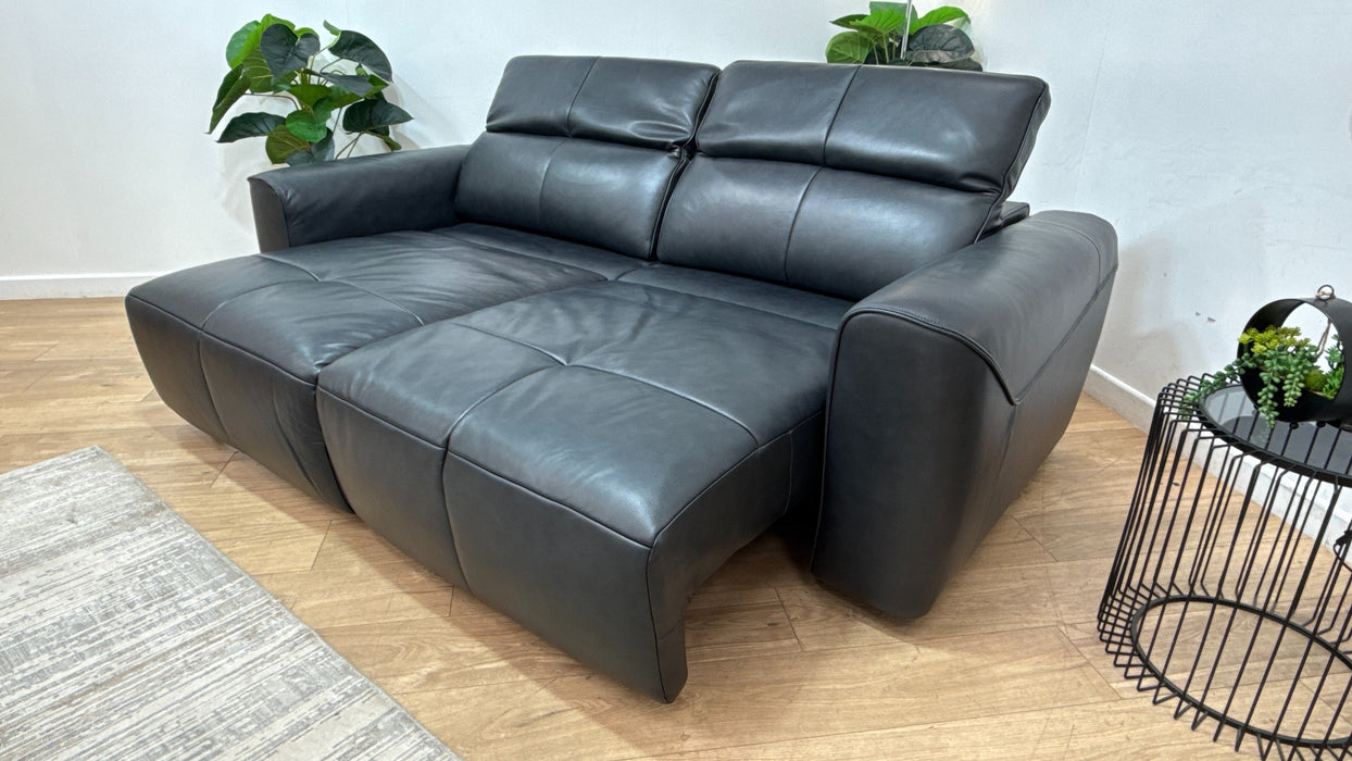 Sofology Riviera Leather 3 Seater Motion Chaise in Trusty Embossed Navy