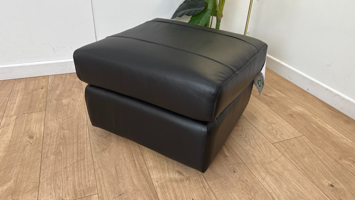 Sofology The Horizon Footstool in Trusty Embossed Leather Jet Black