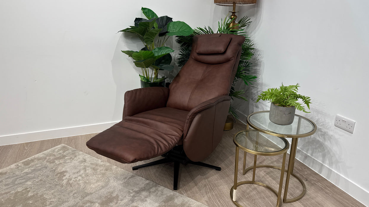 DFS Luxford Express Chair Power Rise & Recliner in Chestnut