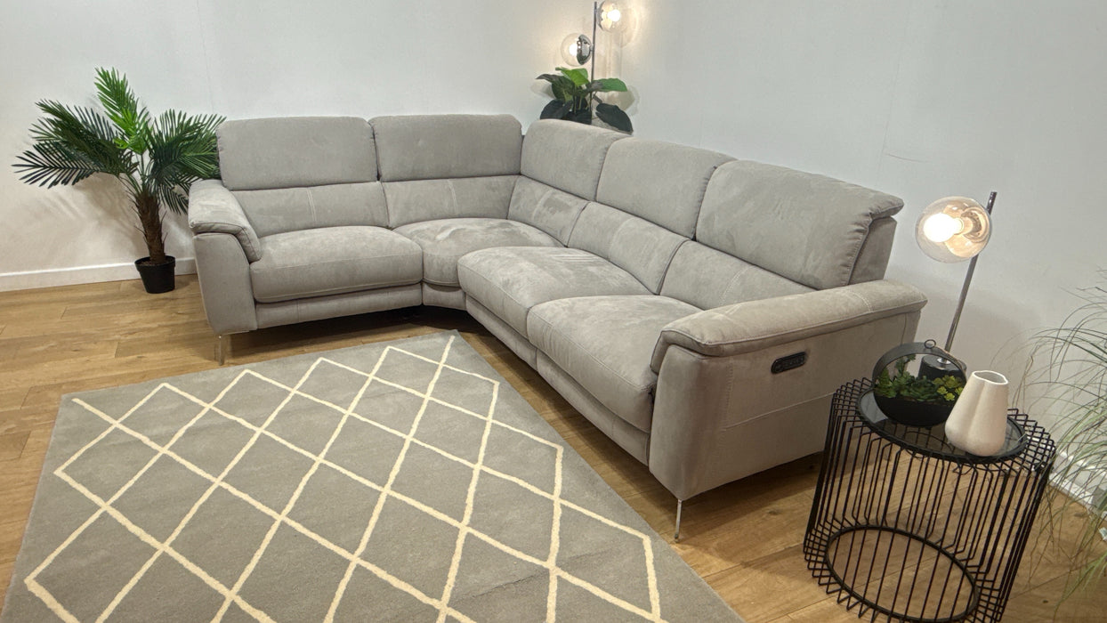 Sofology Illinois Fabric 1 Corner 2 Single Power Recliner/Headrest x 1 in Lifestyle Textured Grey