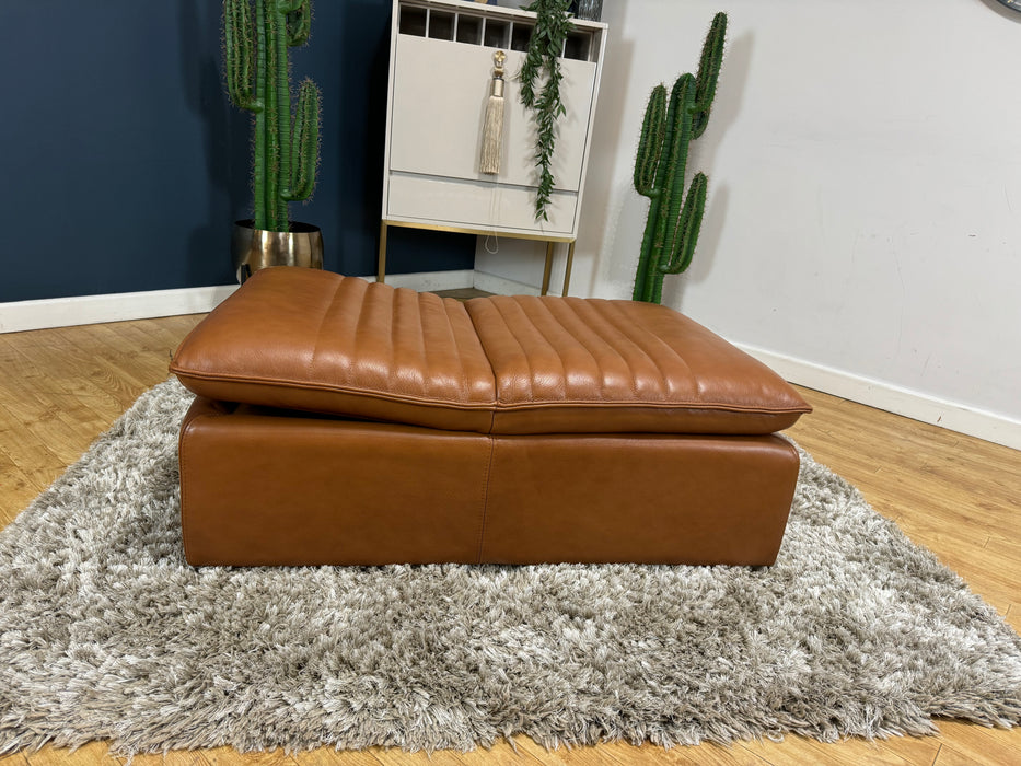 Laurence Leather Dual Footstool - Embossed Cognac (WA2)