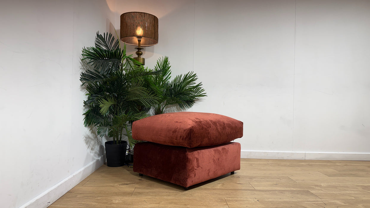 Sofology Georgio Fabric Designer Footstool Extra Flex Interior in Luxe Chenille Burgundy