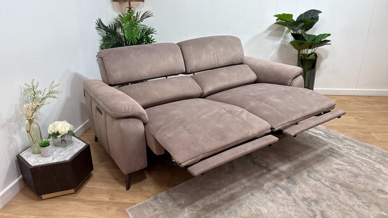 Sofology Bailey Fabric 2.5 Seater Power Recliner/Headrest in Lifestyle Flecked Nutmeg