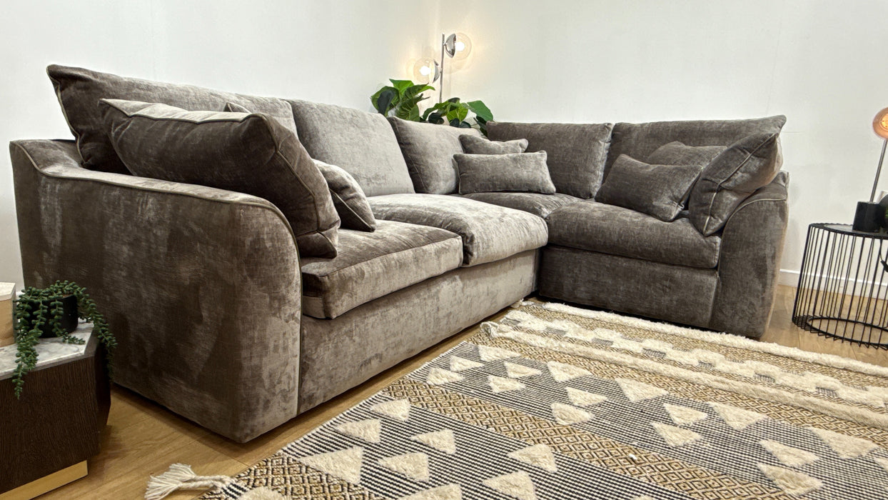 Sofology Georgio Fabric 3 Corner 1 Feather Flex Seats in Luxe Chenille Mocha Mix