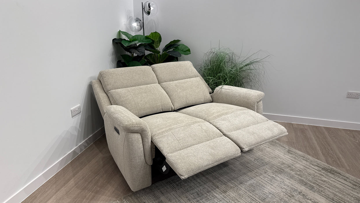 Sofology Bradie Fabric 2 Seater Power Recliner/Headrest in Woven Chenille Linen