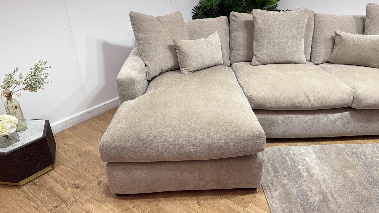 Sofology Moderna Fabric Chaise 4 Seater Extra Flex in Lifestyle Plush Chenille Wicker