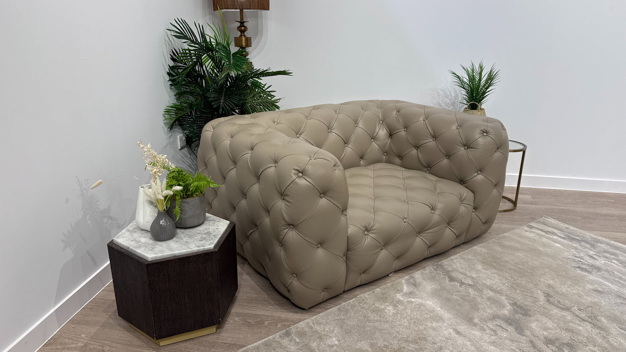 Sofology Venezia Leather Loveseat in Trusty Embossed Stone