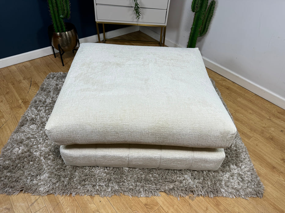 Westwood Fabric Footstool - Teddy Chenile Ivory - ( WA2 )