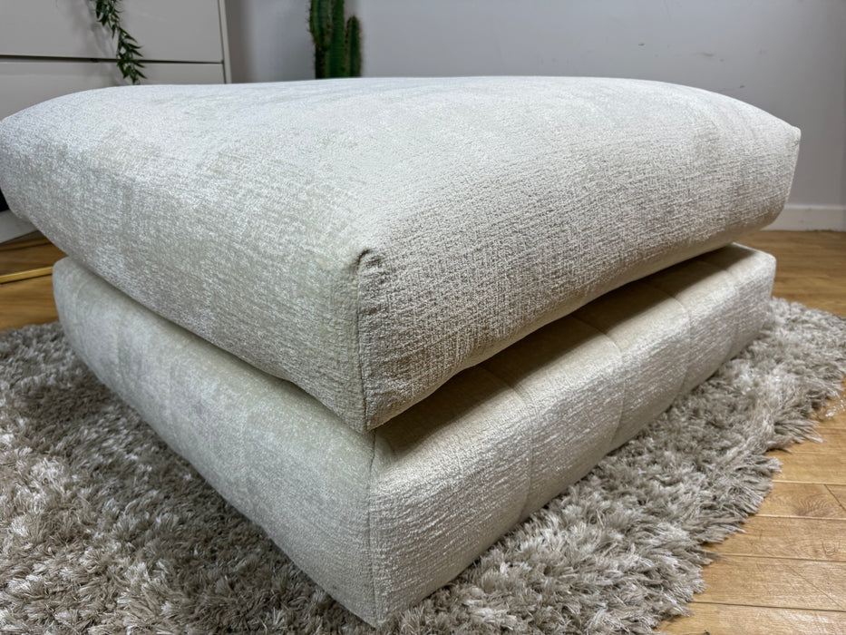 Westwood Fabric Footstool - Teddy Chenile Ivory - ( WA2 )