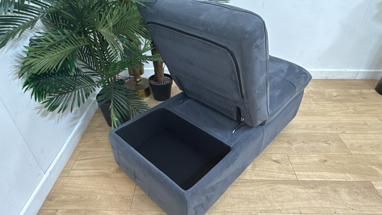 Sofology Marvella Fabric Dual Storage Footstool in Lifestyle Nubuck Feel Charcoal
