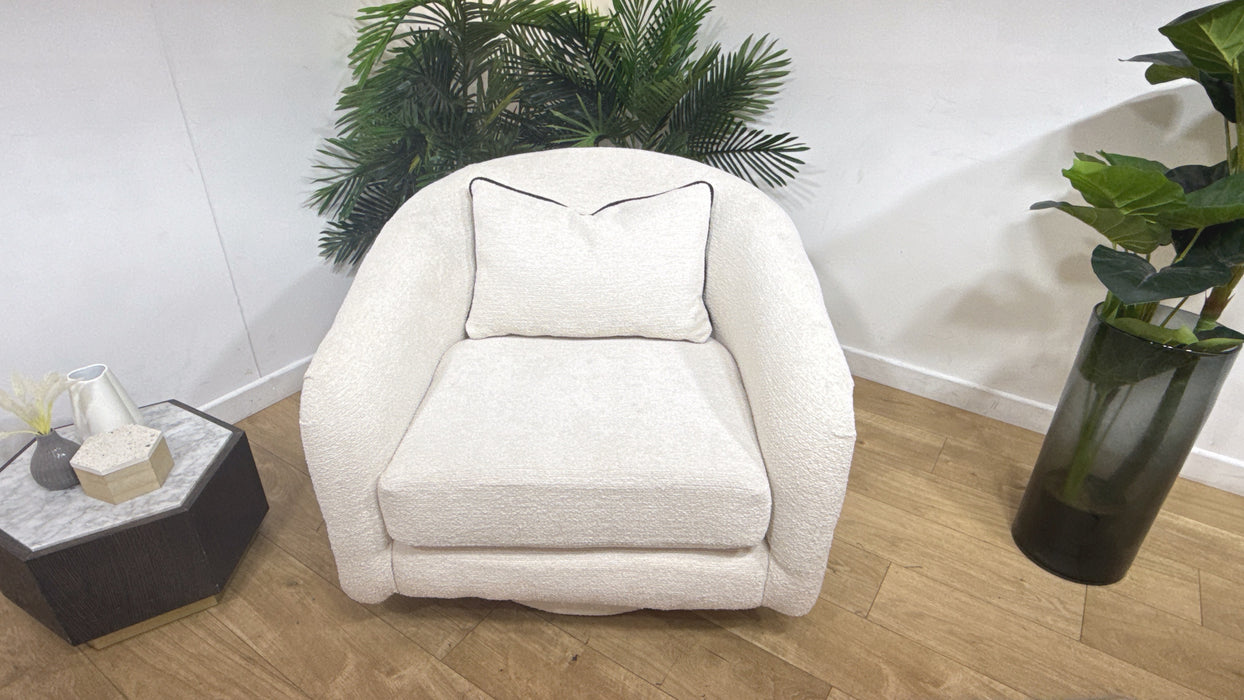 Sofology Westwood Fabric Swivel Chair in Soft Boucle Ecru