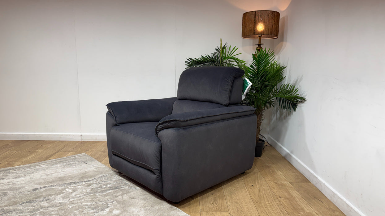 Sofology Hugo Fabric Chair Power Recliner/Headrest in Lifestyle Flecked Anthracite